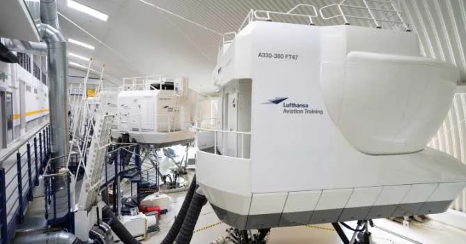 Lufthansa Flugsimulator in Halle von Außen