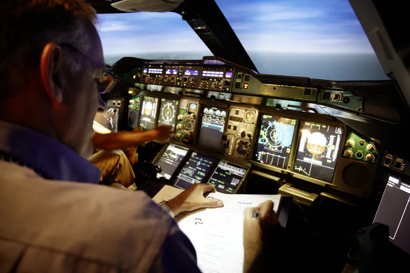 Flugsimulator Instruktor erklärt die Instrumente