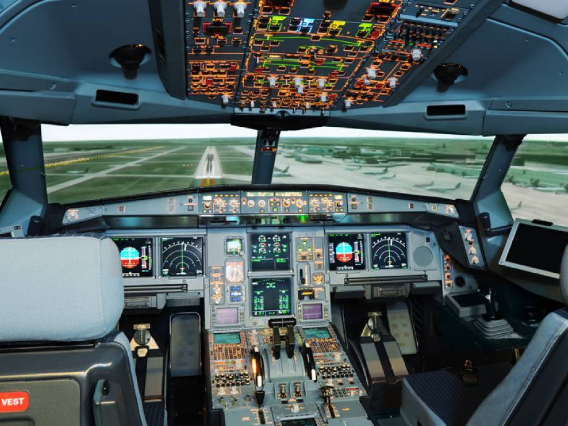 An Airbus A320 cockpit in the ProFlight portfolio