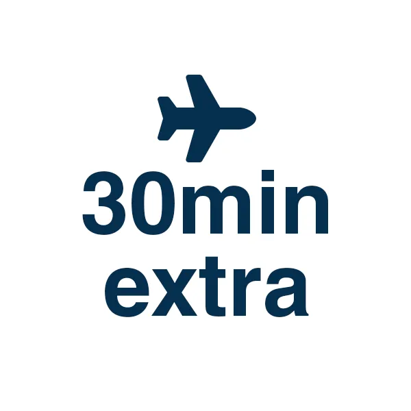 Additional flight time - 30 min - narrow body Additional flight time - 30 min - narrow body